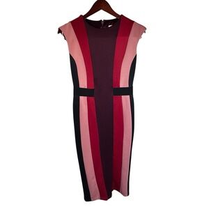 New York & Company Stretch Midi Dress Sleeveless Stripe Color Block Womens Sz XS